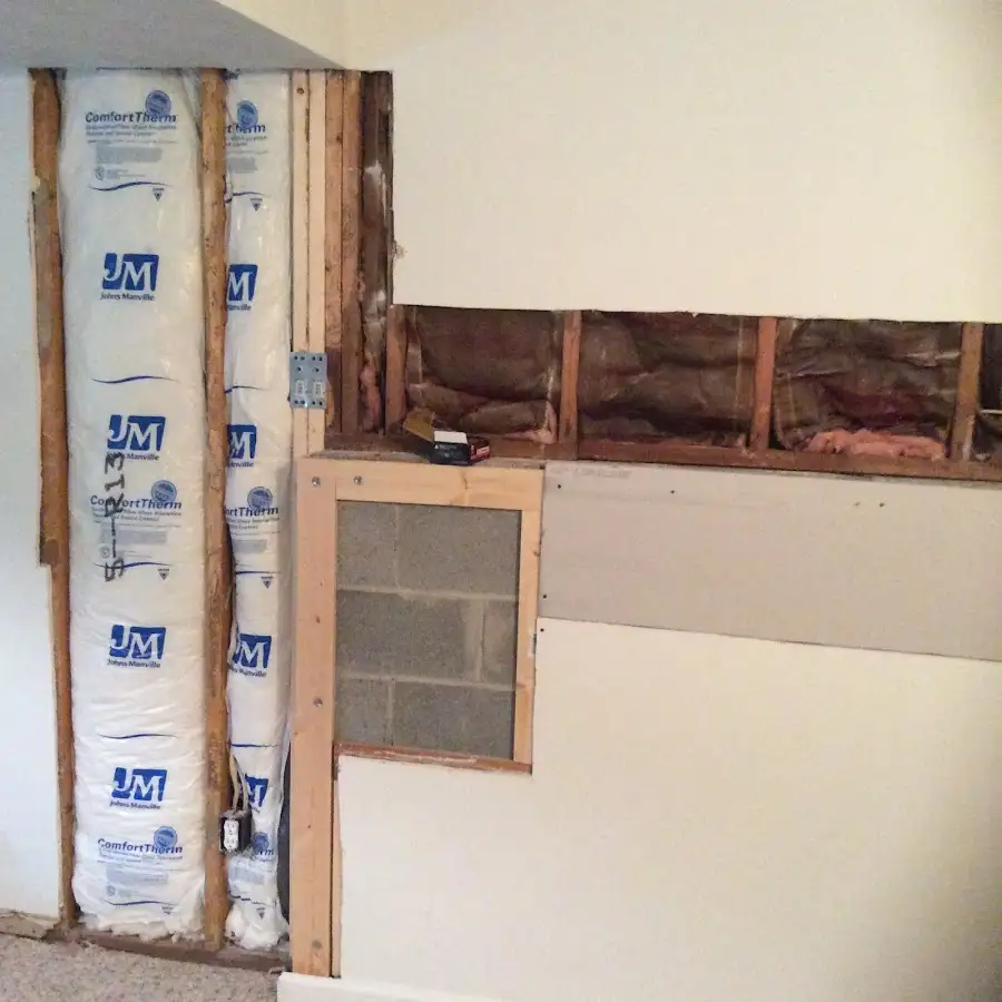 Wall insulation replacement during Basement Flood Cleanup in Mantua
